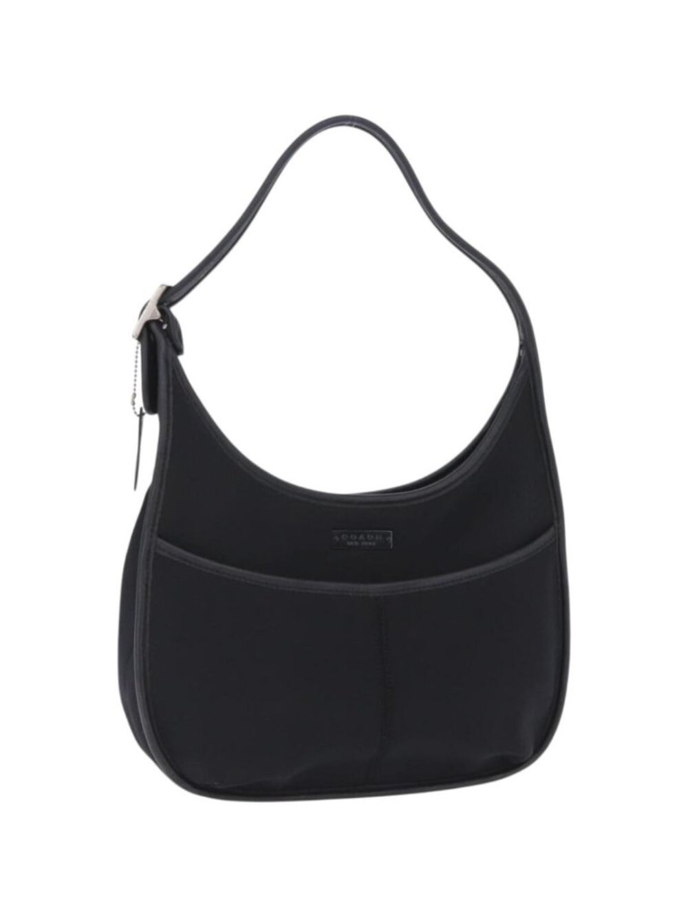 Coach Shoulder Bag Nylon Black Silver